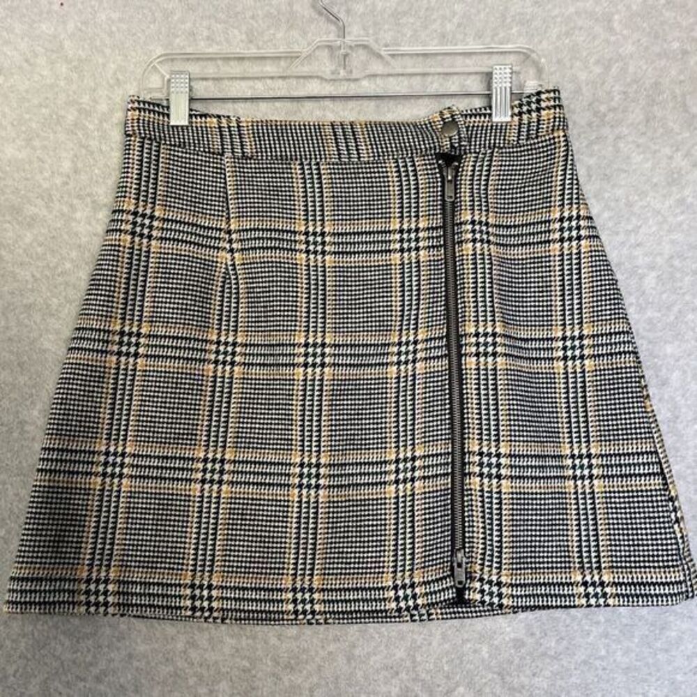 VTG Abercrombie & Fitch Plaid Wool Blend Mini Skirt Full Zip Womens M Y2K 90s